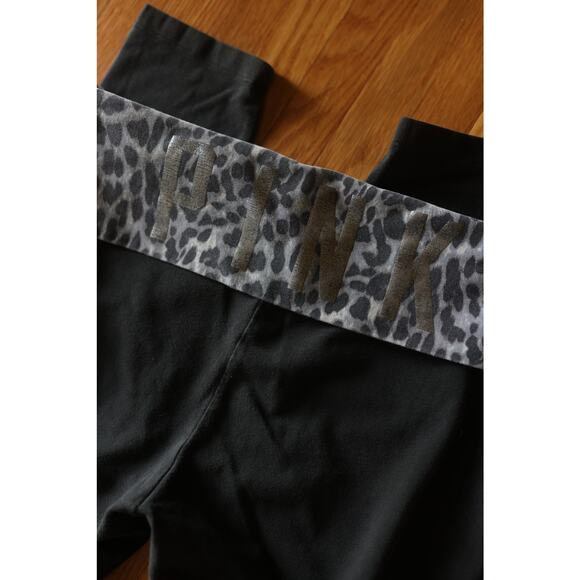 Victoria's Secret PINK Foldover cheetah print leggings yoga pants size M - Picture 4 of 6